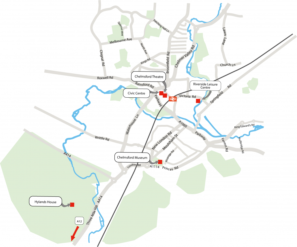 Chelmsford Venue Hire Map